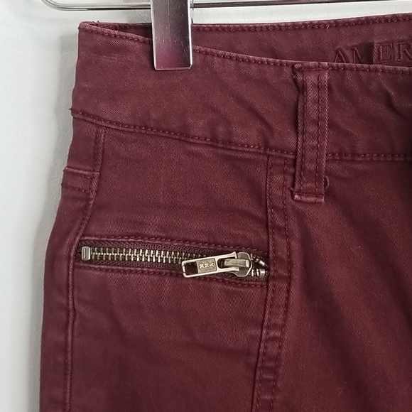 American Eagle High RISE burgundy jeggings jeans 2 - Picture 5 of 10